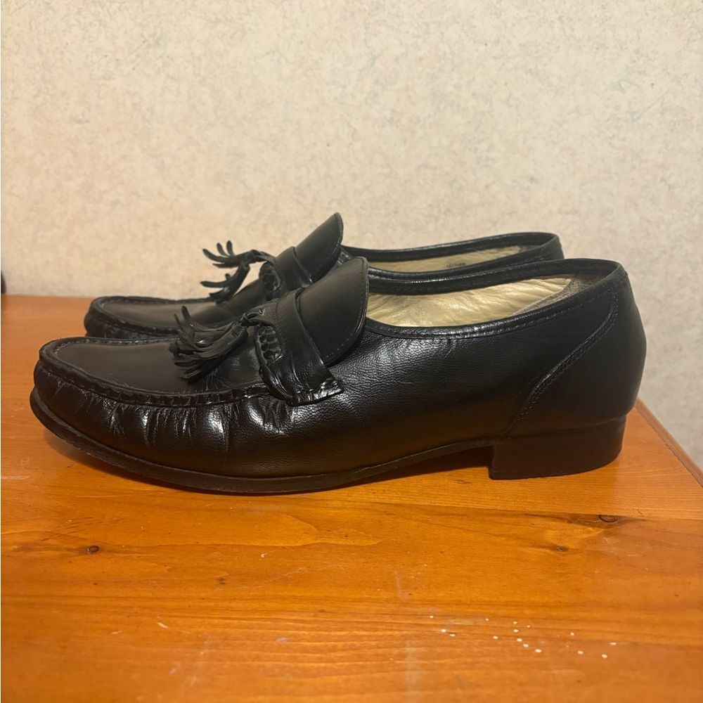 Nunn Bush Classic Black Tassel Moc Toe Leather Loafers Mens Dress Shoes Size 9.5